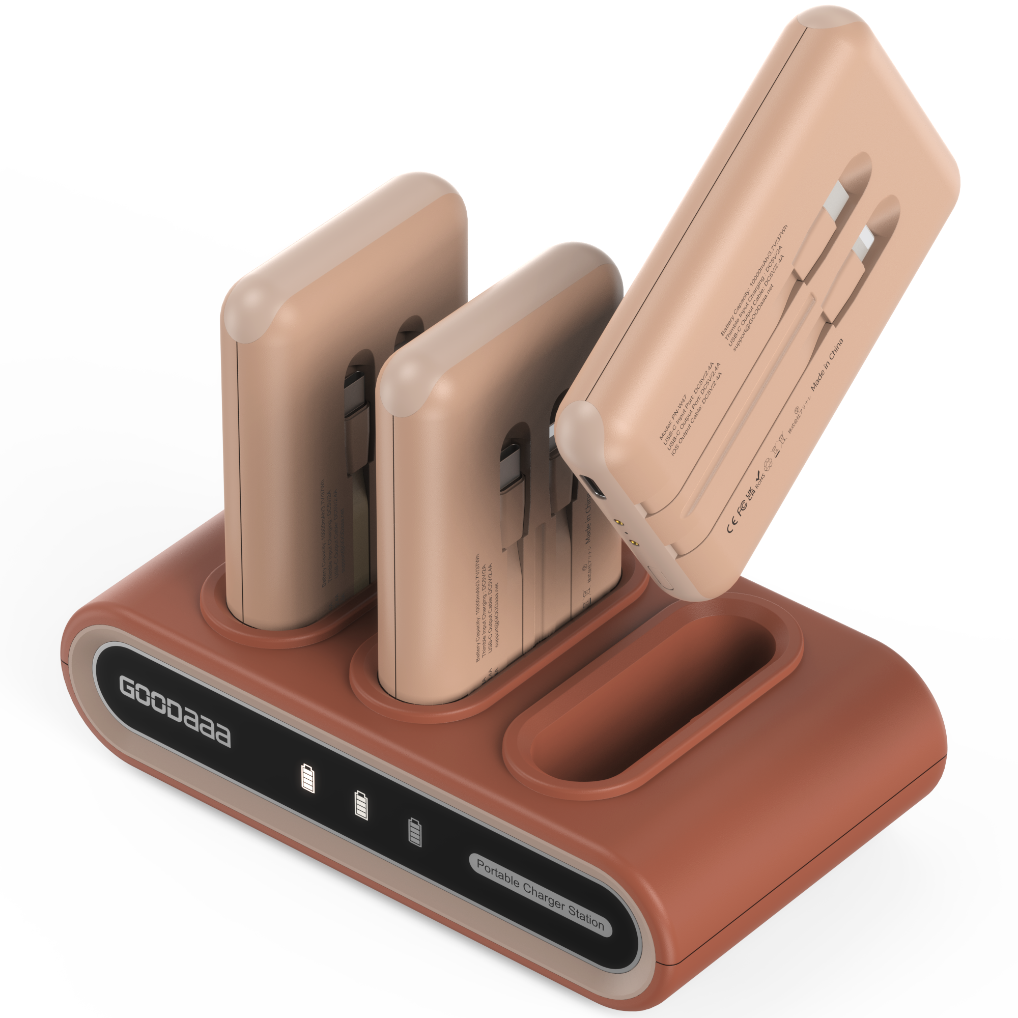 PN-W47 3-Pack 10000mAh Portable Charger, Orange