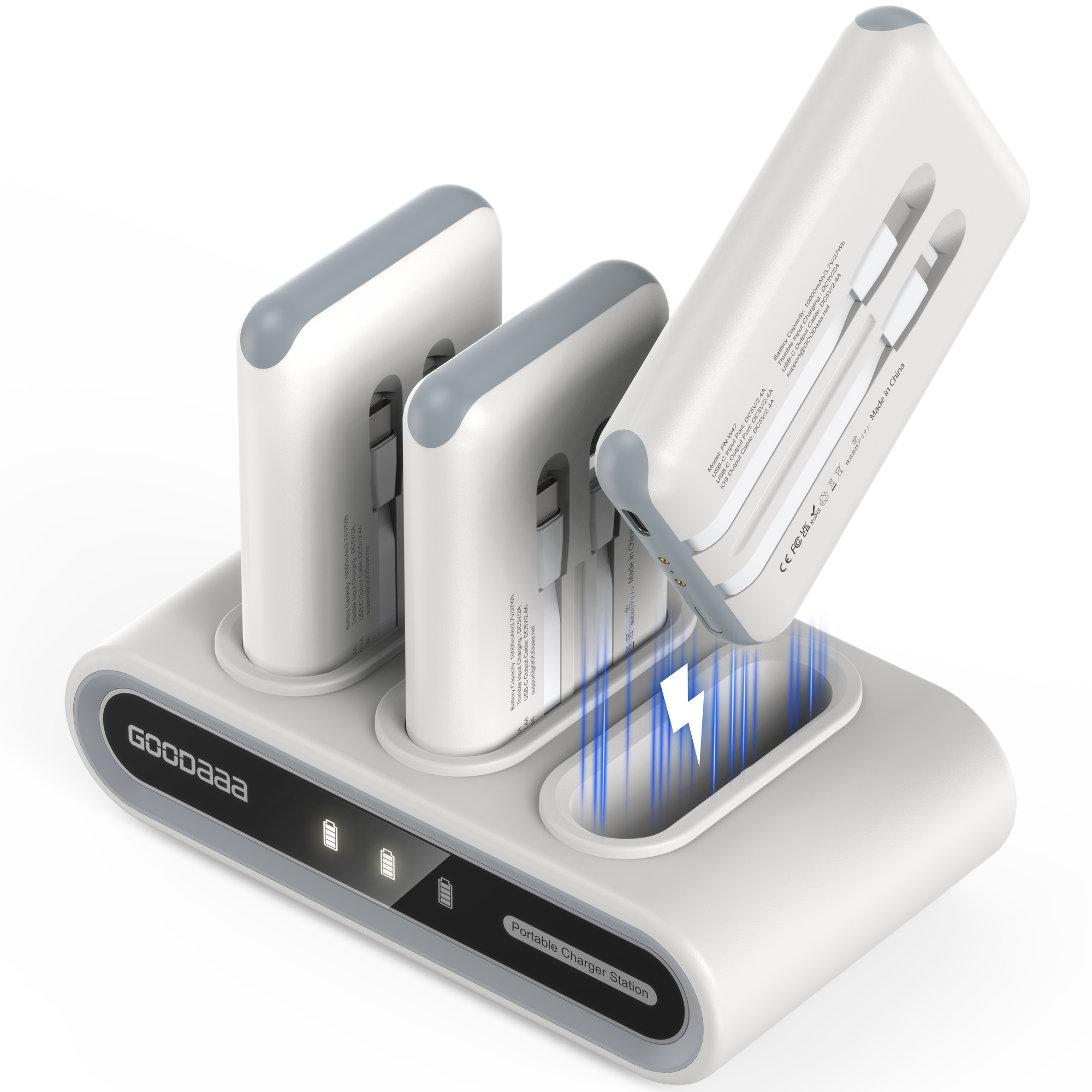 PN-W47 3-Pack 10000mAh Portable Charger, White