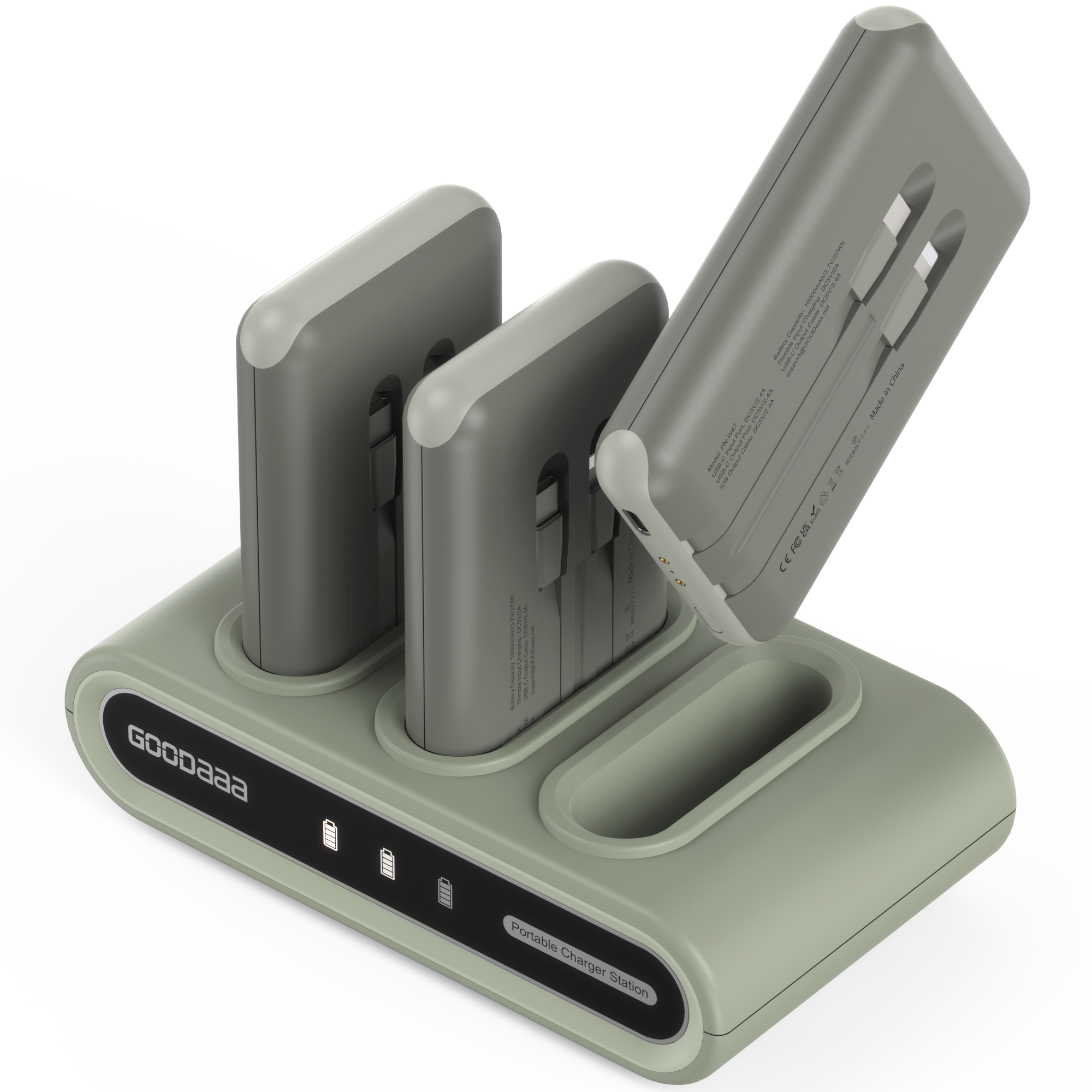 PN-W47 3-Pack 10000mAh Portable Charger,Green