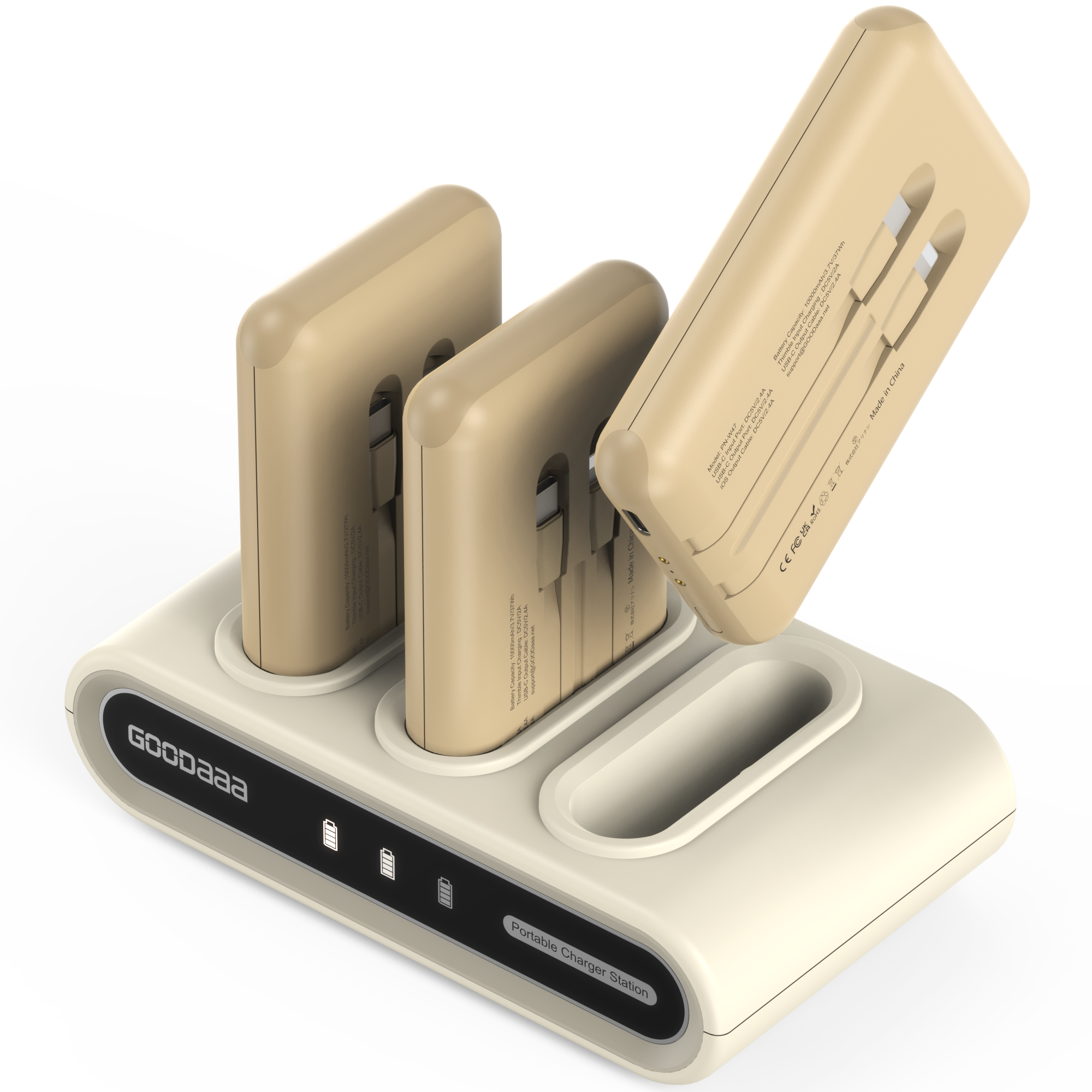 PN-W47 3-Pack 10000mAh Portable Charger, Beige